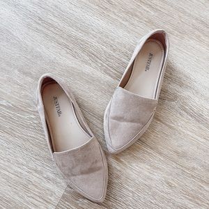 nude suede loafers